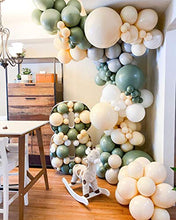 Load image into Gallery viewer, 146 Pieces Sage Green Gold Ivory White Balloon Garland Arch Kit, Baby Shower Wedding Jungle Theme Balloons Party Decorations Supplies Unisex Boy Girls, Sage Olive Green Gold Ivory White Balloons