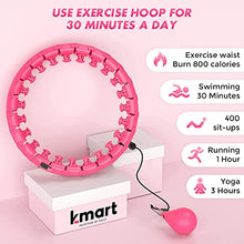 Load image into Gallery viewer, K-MART Smart Hula Ring Hoops, Weighted Hula Circle 24 Detachable Fitness Ring with 360 Degree Auto-Spinning Ball Gymnastics, Massage, Adult Fitness for Weight Loss (Pink)