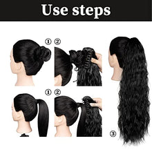 Load image into Gallery viewer, YMHPRIDE 2 Pack 24 Inches Claw Clip in Long Curly Ponytail Hair Extension, Natural Looking Synthetic Wavy Curly Hair Extension Ponytail Hairpiece Pony Tail for Women , Black