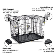 Load image into Gallery viewer, Dog Puppy Cage Folding 2 Door Crate with Metal Tray Large 36-inch Black