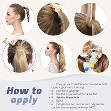 Load image into Gallery viewer, LaaVoo Blonde Highlight Ponytail Human Hair Extensions 14inch Remy Hair Extensions Highlighted Blonde Pony Tail Extensions Blonde Real Hair Ponytail Hair Extension Blonde 100% Remy Human Hair 70g
