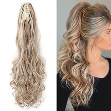Load image into Gallery viewer, Real Fashion Ponytail Hair Extension Claw Curly Wavy Straight Clip in Hairpiece One Piece A Jaw Long Pony Tails for Women 24” Curly - Sandy blonde & bleach blonde