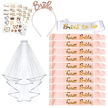 Load image into Gallery viewer, AniSqui 16pcs Hen Do Accessories, (1 Bride to be Sash + 10 Team Bride Sash + 3 Bride Tattoos + 1 Hen Party Veil + 1 Bride to be Tiara) Hen Party Accessories