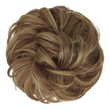 Load image into Gallery viewer, FESHFEN Messy Bun Hair Piece Hair Bun Scrunchies Synthetic Wavy Curly Chignon Ponytail Hair Extensions Thick Updo Hairpieces for Women Girls Kids 1PCS, Brown & Blonde