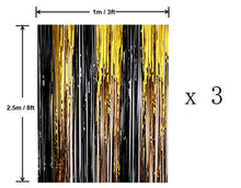 Load image into Gallery viewer, AILEXI 3 Pack Metallic Tinsel Curtains Foil Fringe Shimmer Streamers Curtain Door Window Decoration for Party Supplies 3ft*8ft - BlackGold
