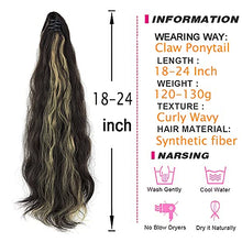 Load image into Gallery viewer, Ponytail Extensions Claw Long Wavy Curly Clip in Ponytail Hair Extension Hairpiece One Piece Mini Jaw Synthetic Pony Tail Hairpieces 18"