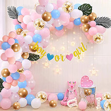 Load image into Gallery viewer, Unisun Gender Reveal Decorations, 104 Pcs Blue Pink White Balloons Arch Garland Kit with Boy or Girl Banner Gold Confetti Metallic Balloon for Baby Shower Birthday Wedding Party Decorations