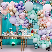Load image into Gallery viewer, Balloon Arch Kit for Girls, Mermaid Theme Balloon Garland Kit Mermaid Tail Pastel Pink Purple Green Metallic Latex Balloons Party Balloons for Birthday Baby Shower Under the Sea Party Supplies