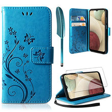 Load image into Gallery viewer, AROYI Case Compatible with Samsung Galaxy A12/M12 Case and Screen Protector,Wallet Case PU Leather with Card Slots Folding Stand Magnetic Scratchproof Protect Flip Cover for Samsung Galaxy A12,blue