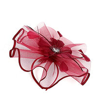 Load image into Gallery viewer, YILEEGOO Women Fascinators Hat Mesh Flower Feathers Hair Clip Hairpin Cocktail Wedding Tea Party Church Hairband (Burgundy, One Size)