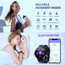 Load image into Gallery viewer, Smart Watches for Women, Fitness Watch for Men with Blood Pressure Temperature Heart Rate Sleep Monitor, Full Touch Screen Fitness Tracker Waterproof Smartwatches for Women Men Black/Grey