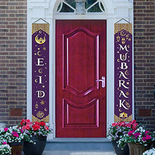Load image into Gallery viewer, wukou Eid Mubarak Banner Decorations, Eid Mubarak Door Sign Banner Decoration, Fabric Ramadan Mubarak Sign for Ramadan Party Supplies