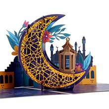 Load image into Gallery viewer, Eid Mubarak Pop Up Card | Ramadan Mubarak Gifts, Ramadan Kareem Cards, Blessed Ramadan, Eid Mubarak Cards and Gifts for Family | Blank | Handmade | 15cm x 20cm | Cardology