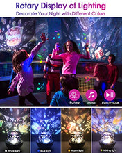 Load image into Gallery viewer, Night Light Projector with Music,Star Light Projecter with Remote Control,Personalised Gifts Baby Kids Toys,6 Projector Films 360° Rotation Timer Galaxy Projector Light for Bedroom/Party,Birthday Gift