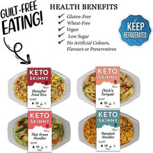 Load image into Gallery viewer, Keto Skinny Chilled Meal (Teriyaki Chick'n, Bangkok, Thai Green ,Shanghai Fried Rice) 370g x 4 - Low-Calorie Gluten Free Sugar Free - High Protein Konjac Flour Keto Diet Ready to Eat Meals