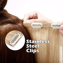 Load image into Gallery viewer, Remy Hair Extensions Clip in Human Hair Extension #24 Natural Blonde 16"- 130g Double Weft Straight 8 Pcs Full Head