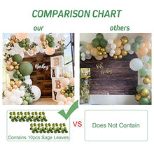 Load image into Gallery viewer, Sage Green Balloon Garland Kit - 125Pcs Eucalyptus Garland, Retro Olive Green, Peach White and Gold Latex Balloons Arch Kit for Wedding Birthday, Baby & Bridal Shower Decorations