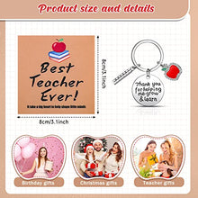 Load image into Gallery viewer, 4 Pieces Teacher Appreciation Gifts Set 2 Teacher Keychains 2022 Graduation Keyring Gifts You Gifts Thank You Gifts with 2 Teacher Blessing Cards for Teacher's Day Birthday (Elegant Style)
