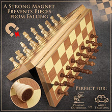 Load image into Gallery viewer, Magnetic Wooden Chess Set by Royal Chess - Handmade Folding Board for Travel - 4 Extra Queen Figures, Carry Bag & Game Instruction for Beginners