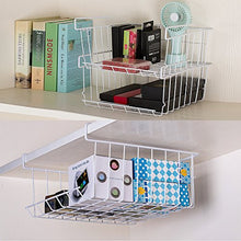 Load image into Gallery viewer, ASTOTSELL Under Shelf Storage Basket, 2-Pack Under Shelf Hanging Metal Wire Storage Basket Organizer for Kitchen, Office, Pantry, Bathroom, Cabinet, White
