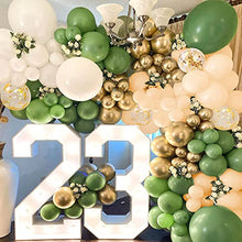 Load image into Gallery viewer, Sage Green Balloons Arch Garland Kit, Sumtoco 112pcs Avocado Olive Green Balloons Arch Set with White Gold Confetti Latex Balloons for Wedding Birthday Baby Shower Tropical Party Decorations