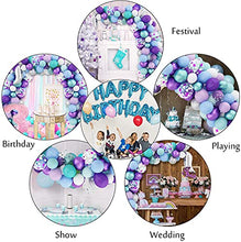 Load image into Gallery viewer, 144Pcs Mermaid Tail Balloons Arch Garland Kit, Green Purple Metallic Confetti Pink Blue Latex Balloons for Mermaid Theme Birthday Party Supplies Under the Sea Party Decorations with 4Pcs Balloon Tools
