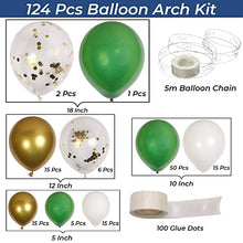 Load image into Gallery viewer, F.A.N.A.R Sage Green Balloon Arch Kit, 124 Pcs Latex Balloon Garland Kit Pack of White Gold Confetti Retro Green Balloons for Weddings, Celebrations and Party Decorations for Baby, Boys and Girls