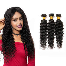 Load image into Gallery viewer, Brazilian Deep Wave Hair Bundles Cheap Deep Curl Hair Brazilian Virgin Remi Hair Deep Wave Hair 3 Bundles Brazillian Deep Curly Weave Short Curly Human Hair 8 10 12 Inch Natural Black