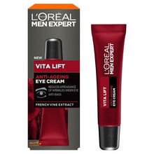 Load image into Gallery viewer, L'Oréal Paris Men Expert Anti-Ageing Eye Cream, Vita Lift Anti-Wrinkle Mens Eye Cream Targets Eye Bags - 15 ml