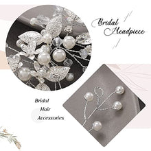 Load image into Gallery viewer, Handcess Leaves Bride Wedding Headband Silver Wedding Crystal Headpiece Pearl Flower Hair Vine Rhinestone Bridal Hair Accessories for Bride and Bridesmaids