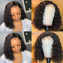 Load image into Gallery viewer, Bob Wigs Deep Wave Lace Front Wigs Human Hair Original Queen Brazilian 4X4 Human Hair Wigs for Black Women Deep Curly Lace Closure Wigs Natural Color 14Inch(35cm)