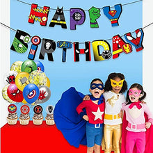 Load image into Gallery viewer, KBD Superhero Avengers Party Supplies Superhero Balloons Superhero Birthday Banner Super Hero Cake Toppers Superhero Marvel Avengers Birthday Party Decorations (Yellow Sequins)