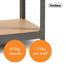 Load image into Gallery viewer, VonHaus 5 Tier Garage Shelving 3pc Corner Bundle – Metal Racking, Steel & MDF Boltless Shelves or Workbench - Massive 2625KG Capacity 175KG Per Shelf
