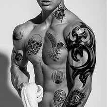 Load image into Gallery viewer, 56 Sheets Eagle Crowns Animals Skeleton Totem Temporary Waterproof Tattoos for Adults Men Half Arm Sleeve Shoulder Fake Tattoos Stickers for Teens Body Forearm(11&45)