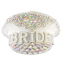 Load image into Gallery viewer, Bride Hat, Novelty Bridal Cap for The Bride, Shiny Captain Hat Bridal Hat with Elastic Band for Hen Party, Wedding, Bachelorette Party, Girls Night, Bride Tribes, Hen Party Accessories Bag Fillers