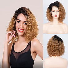 Load image into Gallery viewer, FASHION IDOL Short Deep Wave Lace Front Bob Wigs for Women Human Hair Kinky Curly wig Side Part Shouder Lenth Wig Pre plucked with Baby Hair 150% Density 10 Inch