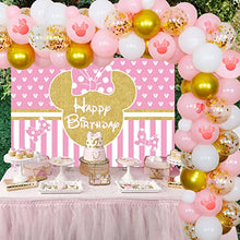Load image into Gallery viewer, Minnie Theme Birthday Decorations Balloon Garland Arch Kit Happy Bithday Backdrop Confetti Balloons Minnie 1 2 3Years Old Girls Birthday Party Supplies