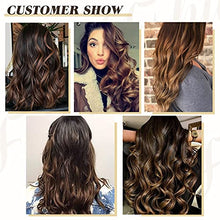 Load image into Gallery viewer, Fshine Clip in Hair Extensions Balayage Real Human Hair 50cm 7 Pcs Straight Clip in Color 2 Dark Brown to Chestnut Brown Extensions Human Hair 120 Gram Human Clip in Hair Extensions 20-Inch
