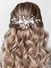Load image into Gallery viewer, Vakkery Bride Flower Wedding Hair Vines Silver Crystal Hair Piece Bridal Hair Accessories for Women and Girls