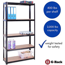 Load image into Gallery viewer, Garage Shelving Units: 180cm x 90cm x 45cm | Heavy Duty Racking Shelves for Storage - 1 Bay, Black 5 Tier (175KG Per Shelf), 875KG Capacity | For Workshop, Shed, Office | 5 Year Warranty