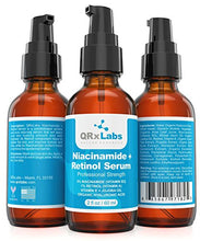 Load image into Gallery viewer, 5% Niacinamide (Vitamin B3) + Retinol Serum (Large 60 ml Bottle) - Ultimate Anti-Aging Wrinkle Reducing Treatment - Fights Acne Breakouts & Fades Blemishes & Spots - Reduces Pore Size & Tightens Skin