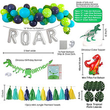 Load image into Gallery viewer, JW Passion Dinosaur Party Decorations Balloons Garland Kit with ROAR Foil Balloon and Little Dino Happy Birthday Banner for Boys 1 2 3 4 Birthday Party Baby Shower Decor