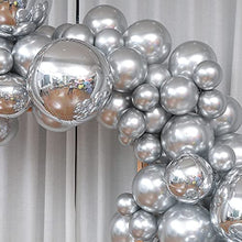 Load image into Gallery viewer, Silver Balloon Party Decoration Silver Metallic Balloons Garland Arch Kit Silver Foil Balloon Tassel Foil Curtain Photo Background for Women Birthday Party Anniversary Wedding Decoration Supplies