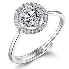 Load image into Gallery viewer, LYTOPTOP Silver Rings for Women, S925 Sterling Silver Adjustable Cubic Zirconia Halo Cz Engagement Wedding Promise Eternity Ring