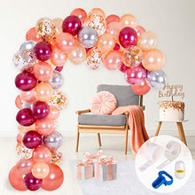 Load image into Gallery viewer, PartyBro Rose Gold Balloon Arch Kit | 115 Balloons with 6 Tools | Rose Gold Birthday Decoration for Girls & Women