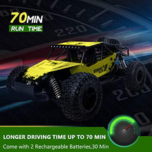Load image into Gallery viewer, Tecnock RC Cars 1:16 Large Size Remote Control Racing Car for Adults Kids, 2.4Ghz Off Road High Speed Monster Truck Toys, 2WD RC Buggy with 2 Rechargeable Batteries,Toy Gifts for Boys Girls (Yellow)