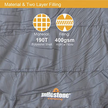 Load image into Gallery viewer, Milestone Camping, Grey, 26750 Envelope Sleeping Bag | 3 Season | Double Insulation | Full Length Dual Zip | Grey & Orange | Packs Down Tight | 210cm x 170cm