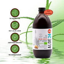 Load image into Gallery viewer, Aloe 24/7 Organic Aloe Vera Juice | Made with Wild Grown Aloe Ferox Leaf Extract | Cinamon-Honey | 100% Natural Preservative Synthetic Additives Free in GLASS BOTTLE | For Healthy Indigestion | 500 ml