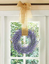 Load image into Gallery viewer, Pauwer 40cm Artificial Lavender Wreaths for Front Door Fake Purple Lavender Flower Wreath Welcome Door Wreath for Wedding, Wall, Window,Backdrop,Home Décor