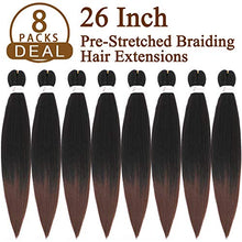 Load image into Gallery viewer, 8 Packs/Lot EZ Braid 26 inch Professional Pre Stretched Braiding Hair Yaki Texture Braiding Hair for Crochet Hair Braids Long Free Synthetic Fiber Hair Extensions (#T1B/30)
